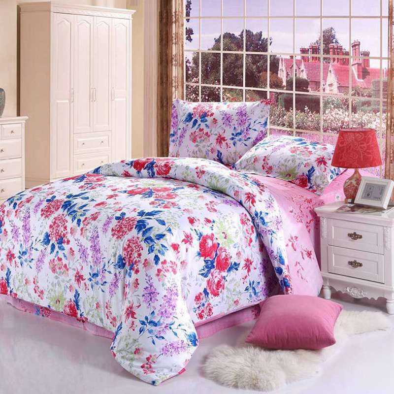 TIME-10-3 120 GSM Desain Cetak Tersebar Berat Sprei Tenun Poliester Kain Microfiber