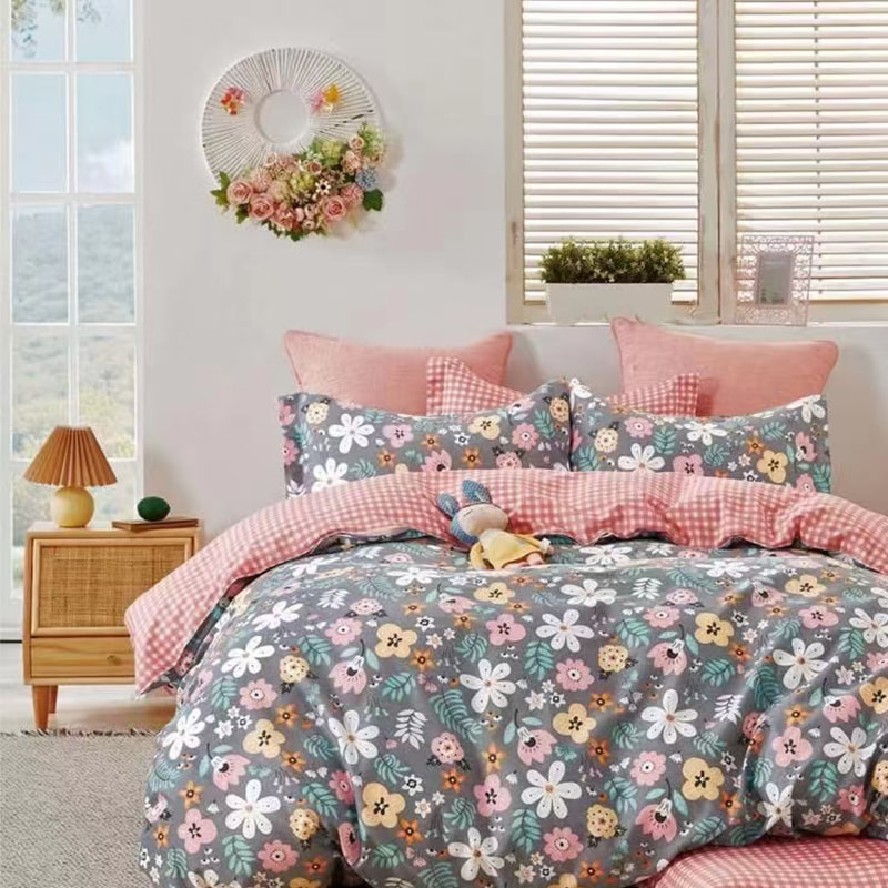 TIME-10-2 250 CM 90 GSM Desain Cetak Tersebar Berat Sprei Tenun Polos Poliester  Kain Microfiber